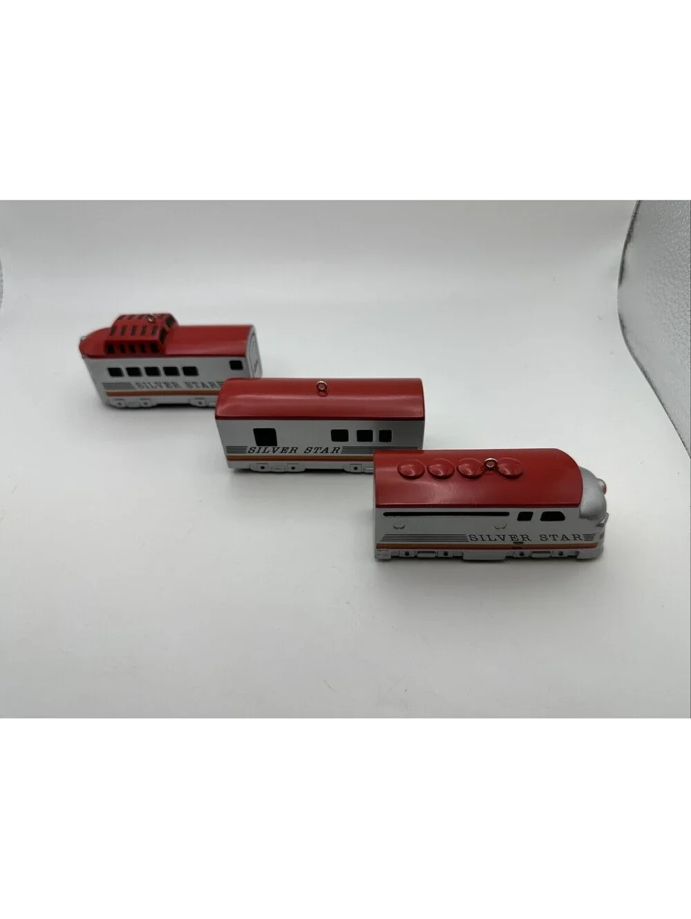 Hallmark Keepsake Ornament Silver Star Train Set Of 3 Cast Metal 1992 Heavy